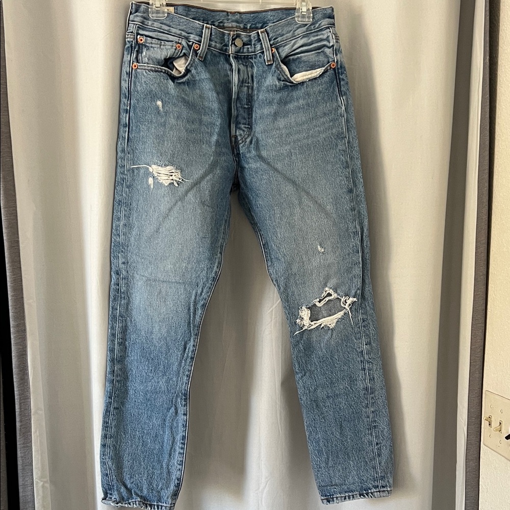 Levi's Blue Distressed Women's 501 Button Fly